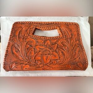 Hand tooled crossbody bag